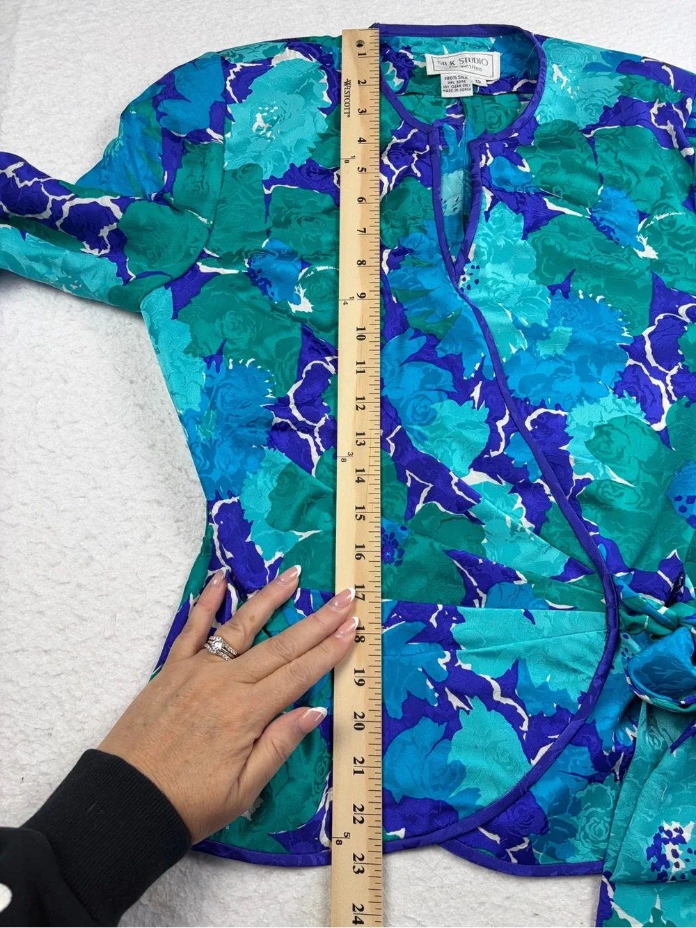 VTG Silk Studio for Petites 100% Silk Wrap Blouse 12 - Picture 14 of 15
